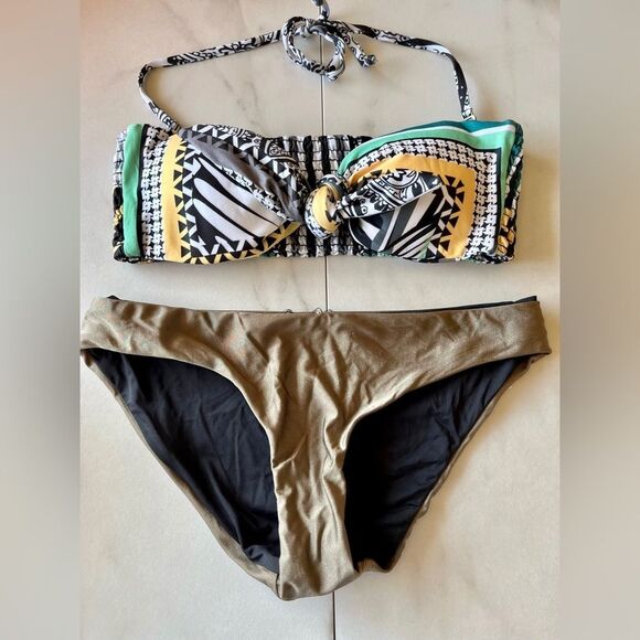 New BECCA knot tie printed pattern bikini swim set - Picture 1 of 5